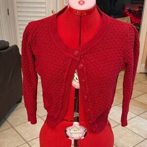 Yemak pinup Women's Red Knit Cardigan Sweater